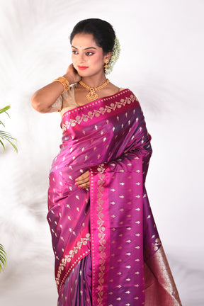 Magenta Blended Katan Saree - Keya Seth Exclusive