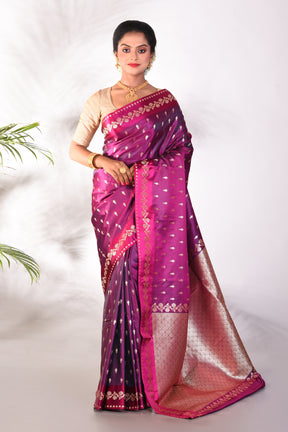 Magenta Blended Katan Saree - Keya Seth Exclusive