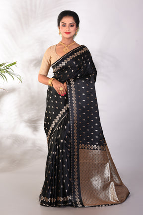 Soft Black Mushroo Silk Saree - Keya Seth Exclusive