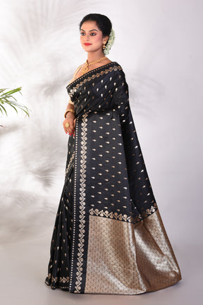 Soft Black Mushroo Silk Saree - Keya Seth Exclusive