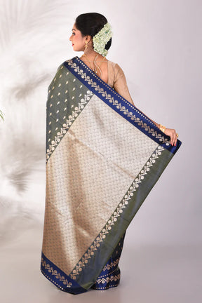Dual Tone Olive Mushroo Silk Saree - Keya Seth Exclusive