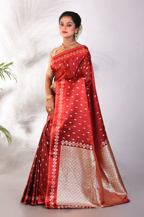 Maroon Blended Katan Saree - Keya Seth Exclusive