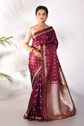 Wine Blended Katan Saree - Keya Seth Exclusive