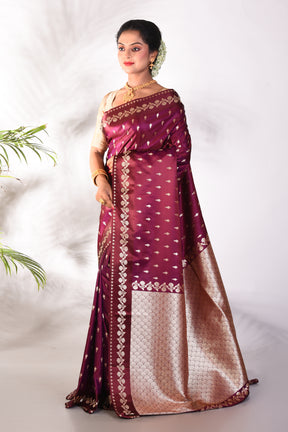 Wine Blended Katan Saree - Keya Seth Exclusive