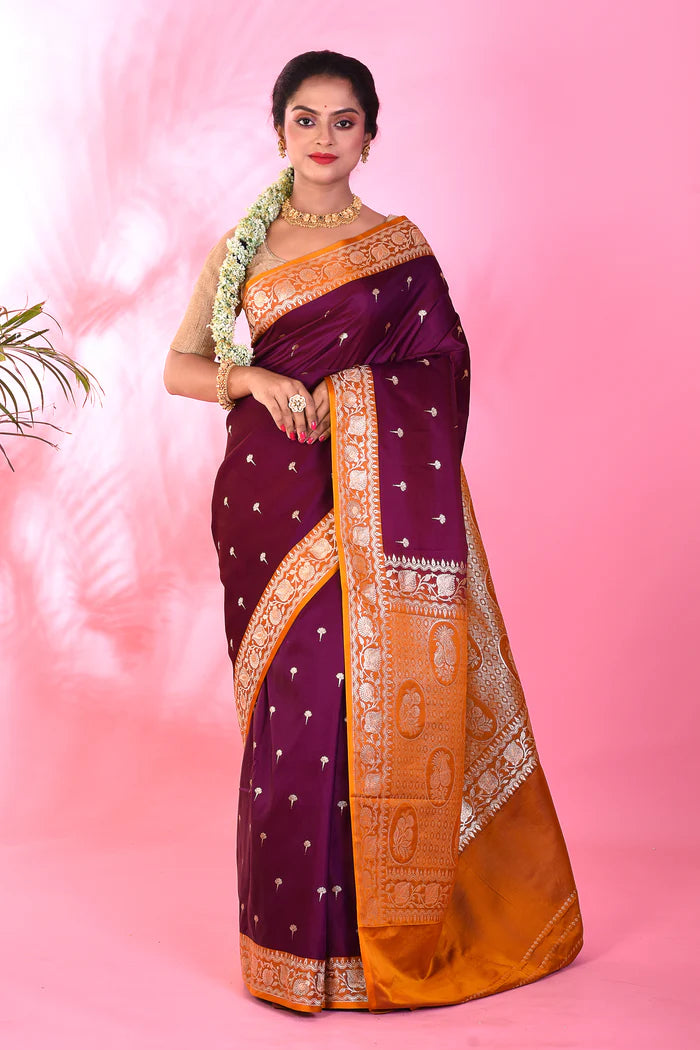 Magenta Blended Katan saree - Keya Seth Exclusive