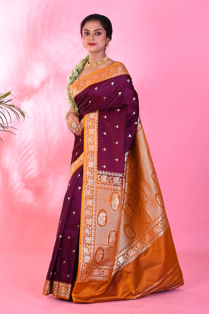 Magenta Blended Katan saree - Keya Seth Exclusive
