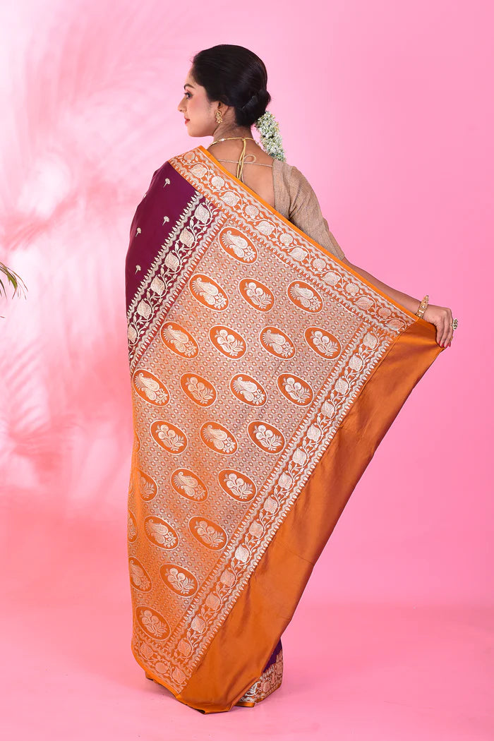 Magenta Blended Katan saree - Keya Seth Exclusive