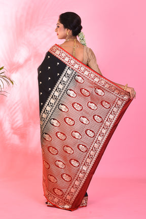 Black Blended Katan Saree - Keya Seth Exclusive