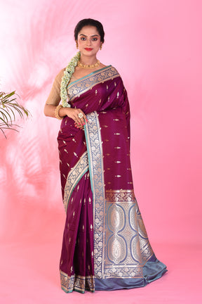 Magenta and Lavender Blended Katan Saree - Keya Seth Exclusive