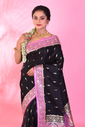 Black and Lavender Blended Katan Saree - Keya Seth Exclusive
