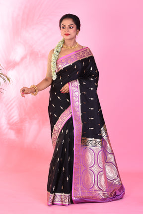Black and Lavender Blended Katan Saree - Keya Seth Exclusive