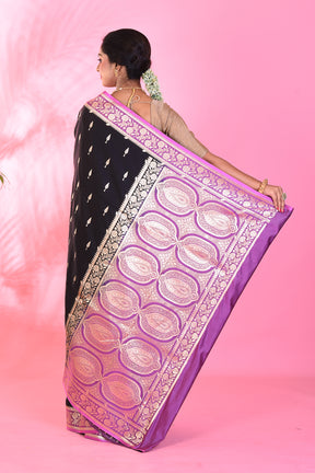 Black and Lavender Blended Katan Saree - Keya Seth Exclusive