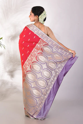 Red Mushroo Silk Saree - Keya Seth Exclusive