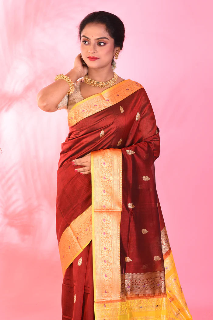 Maroon Madurai Pattu Saree - Keya Seth Exclusive