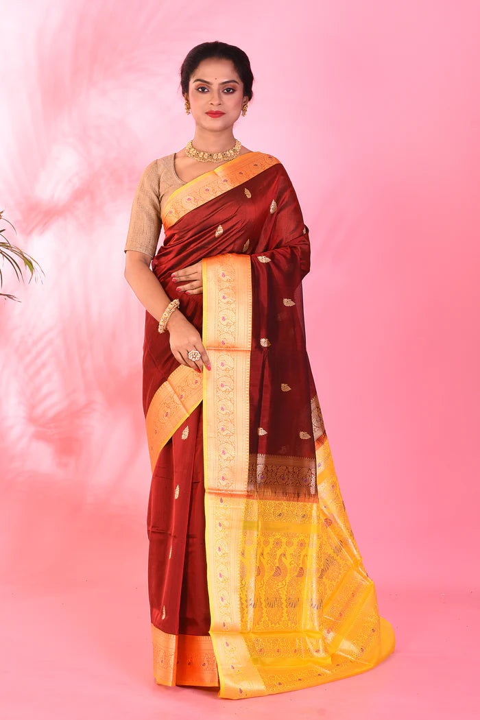 Maroon Madurai Pattu Saree - Keya Seth Exclusive