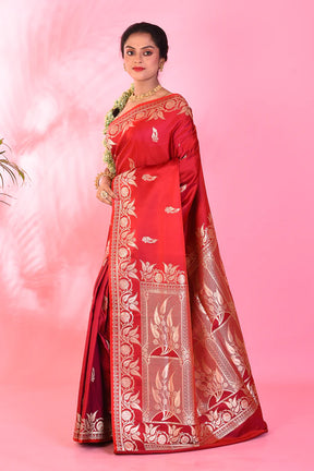 Red Blended Katan Saree - Keya Seth Exclusive