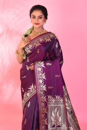 Magenta Blended Katan Saree - Keya Seth Exclusive
