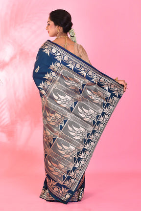 Midnight Blue Blended Katan Saree - Keya Seth Exclusive