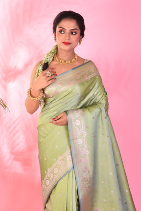 Pesta Green Blended Katan Saree - Keya Seth Exclusive