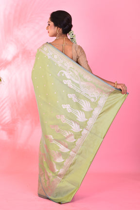 Pesta Green Blended Katan Saree - Keya Seth Exclusive