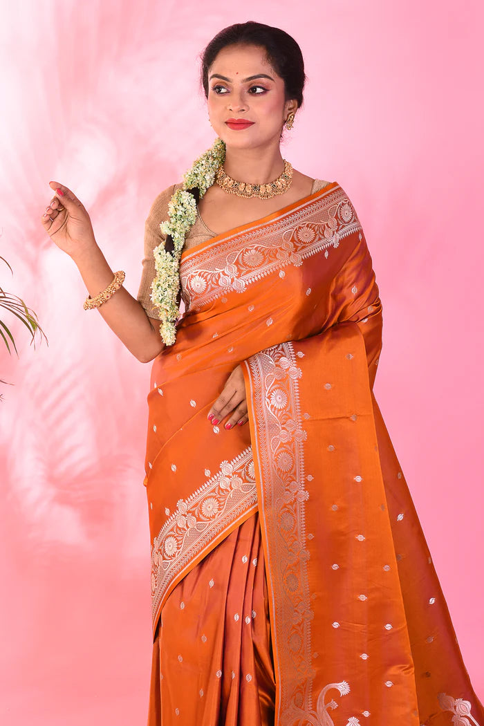 Mustard Blended Katan Saree - Keya Seth Exclusive