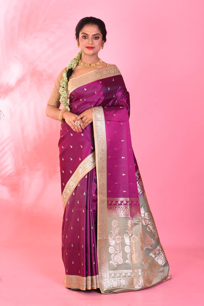 Magenta Mushroo Silk Saree - Keya Seth Exclusive