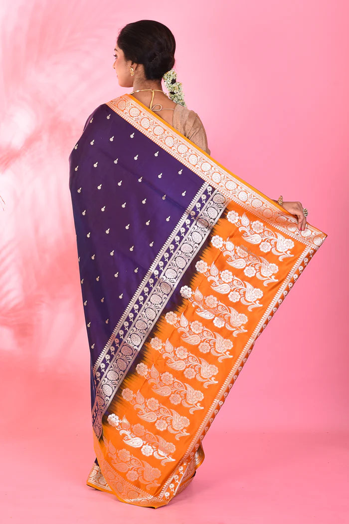 Deep Purple Mushroo Silk Saree - Keya Seth Exclusive
