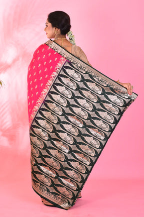 Rani and Black Blended Katan Saree - Keya Seth Exclusive