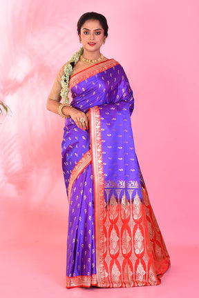 Purple and Red Blended Katan Saree - Keya Seth Exclusive