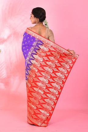 Purple and Red Blended Katan Saree - Keya Seth Exclusive