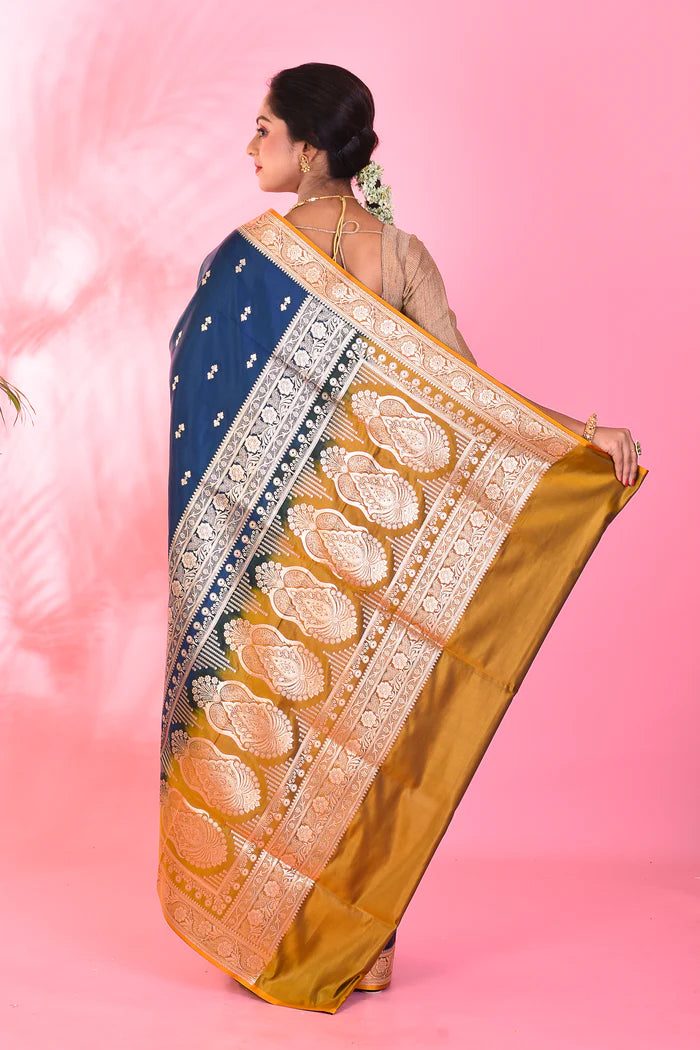 Blue Mushroo Silk Saree - Keya Seth Exclusive