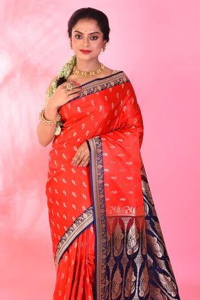 Red Mushroo Silk Saree - Keya Seth Exclusive