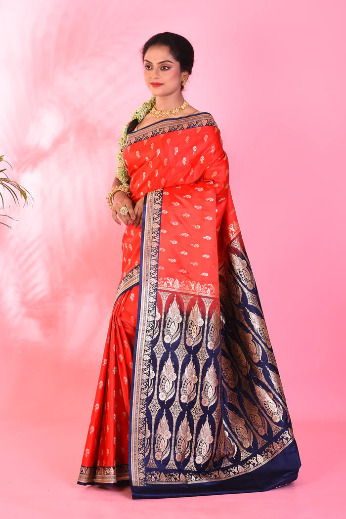 Red Mushroo Silk Saree - Keya Seth Exclusive