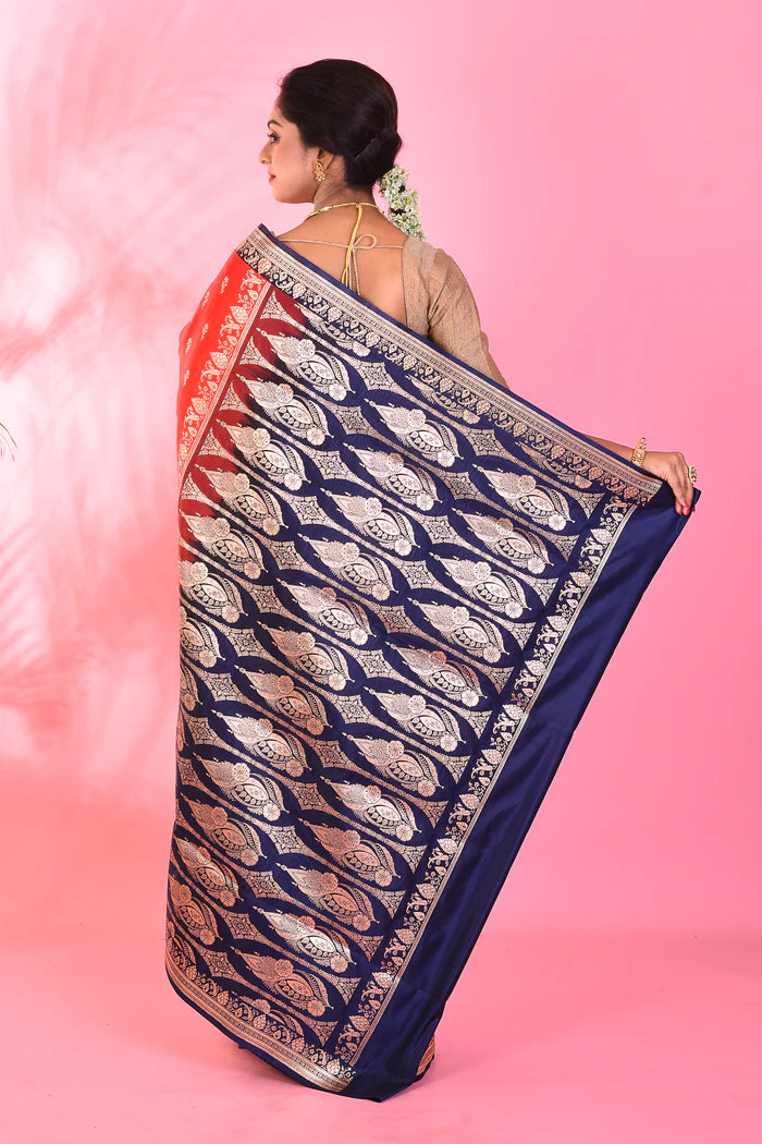Red Mushroo Silk Saree - Keya Seth Exclusive