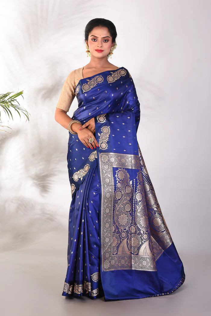 Royal Blue Mushroo Silk Saree - Keya Seth Exclusive