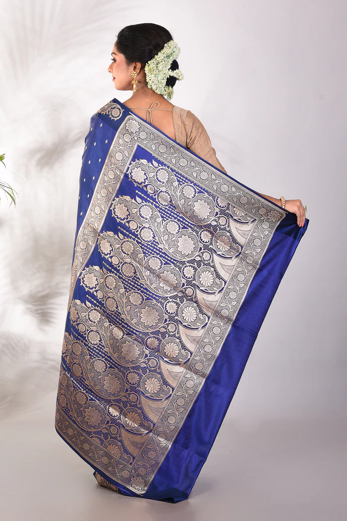 Royal Blue Mushroo Silk Saree - Keya Seth Exclusive