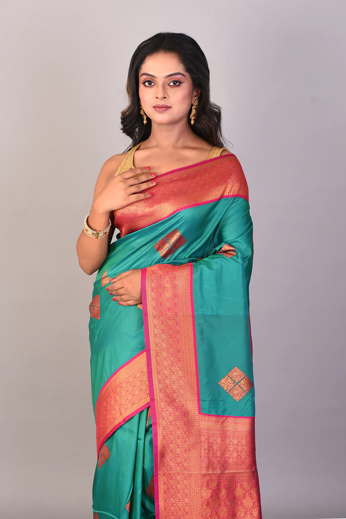 Rama Green Mushroo Silk Saree - Keya Seth Exclusive