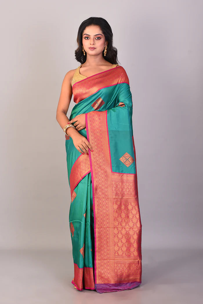 Rama Green Mushroo Silk Saree - Keya Seth Exclusive