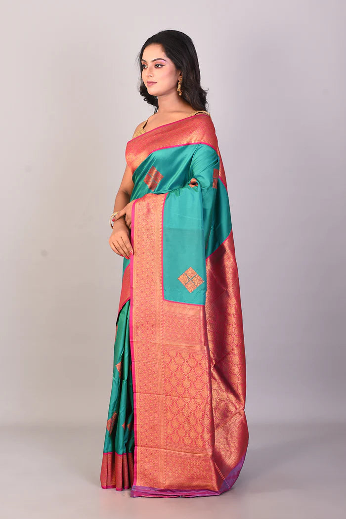Rama Green Mushroo Silk Saree - Keya Seth Exclusive