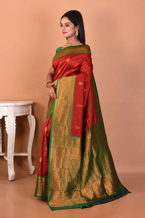 Maroon Blended Katan Silk Saree - Keya Seth Exclusive