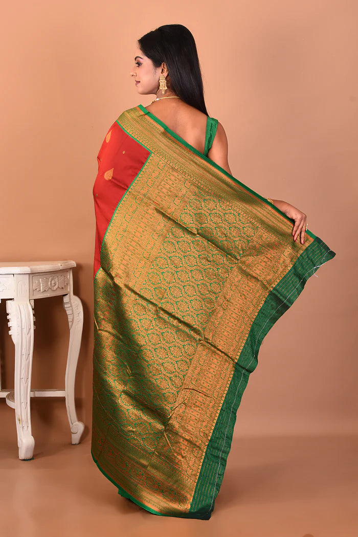 Maroon Blended Katan Silk Saree - Keya Seth Exclusive