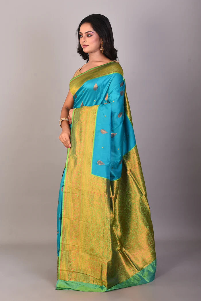 Sea Green Blended Kanjivaram Silk Saree - Keya Seth Exclusive