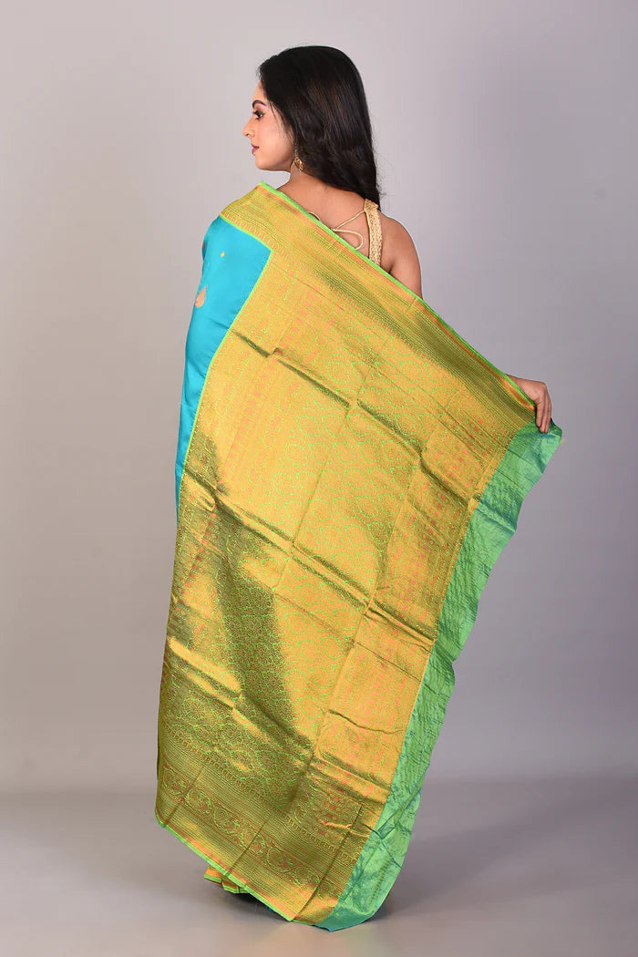 Sea Green Blended Kanjivaram Silk Saree - Keya Seth Exclusive