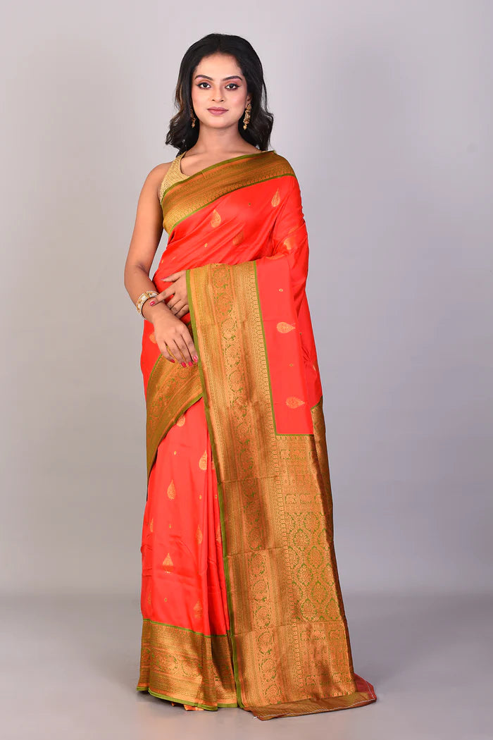 Red Mushroo Silk Saree - Keya Seth Exclusive