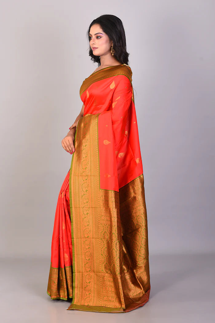 Red Mushroo Silk Saree - Keya Seth Exclusive