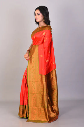 Red Mushroo Silk Saree - Keya Seth Exclusive