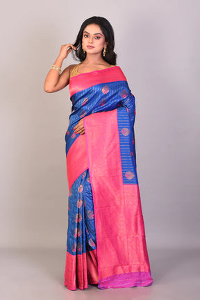 Blue Blended Katan Silk Saree - Keya Seth Exclusive