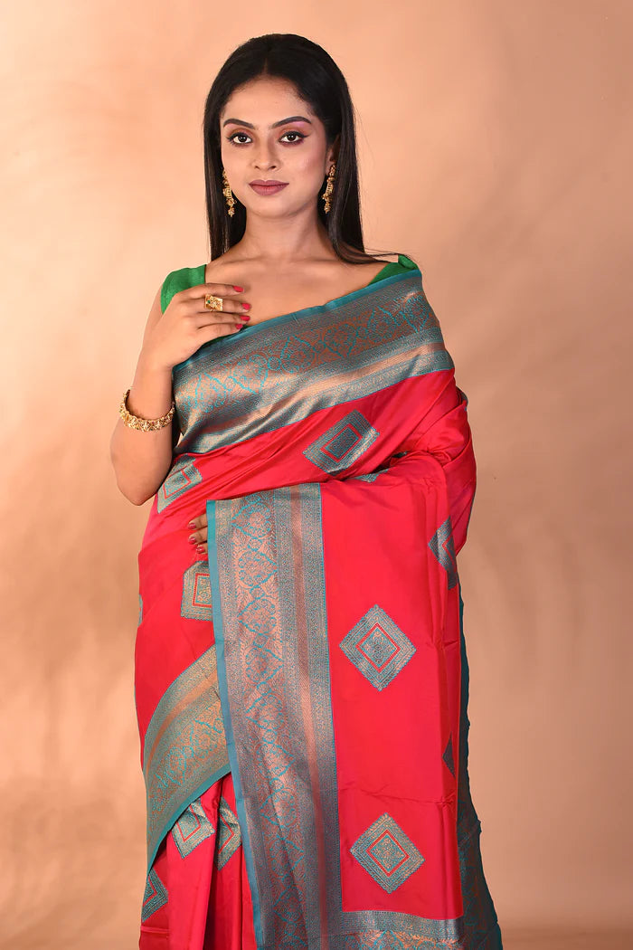 Maroon Blended Katan Silk Saree - Keya Seth Exclusive