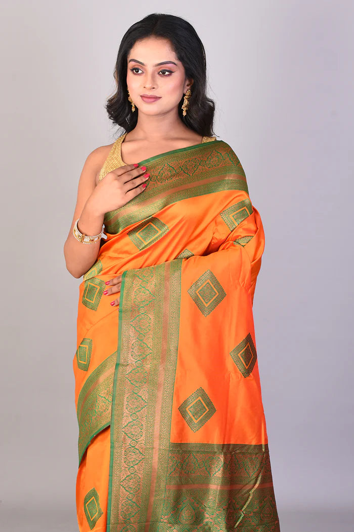 Mustard Blended Kanjivaram Silk Saree - Keya Seth Exclusive