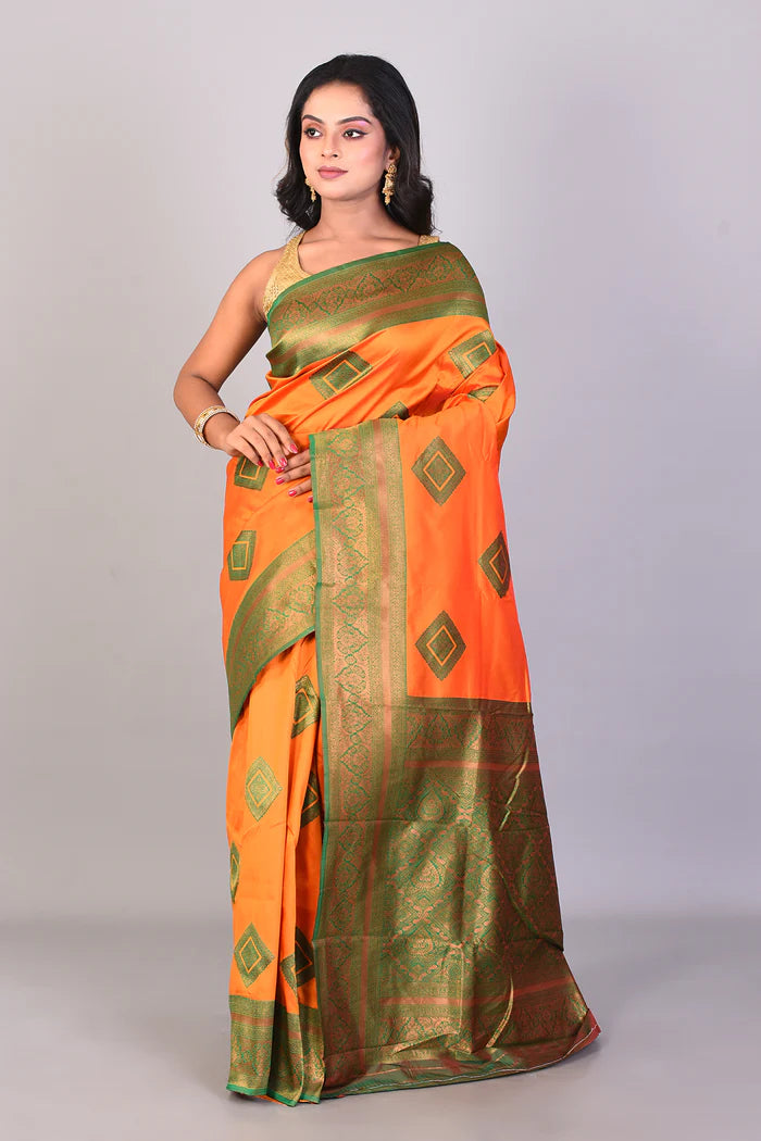 Mustard Blended Kanjivaram Silk Saree - Keya Seth Exclusive